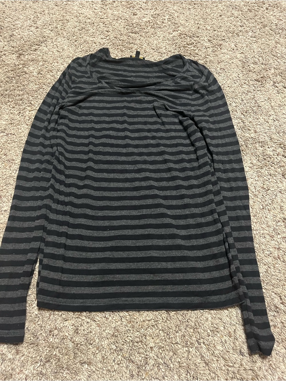 Cupio Black and Gray Striped Long Sleeve Tee